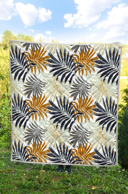 Colorful Tropical Palm Leaves Premium Quilt-JTAMIGO.COM