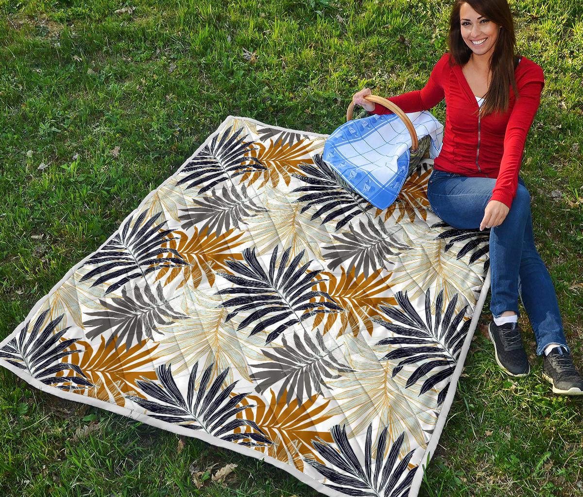 Colorful Tropical Palm Leaves Premium Quilt-JTAMIGO.COM