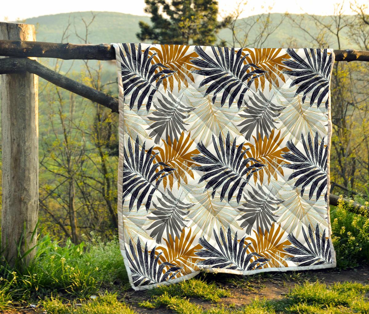 Colorful Tropical Palm Leaves Premium Quilt-JTAMIGO.COM