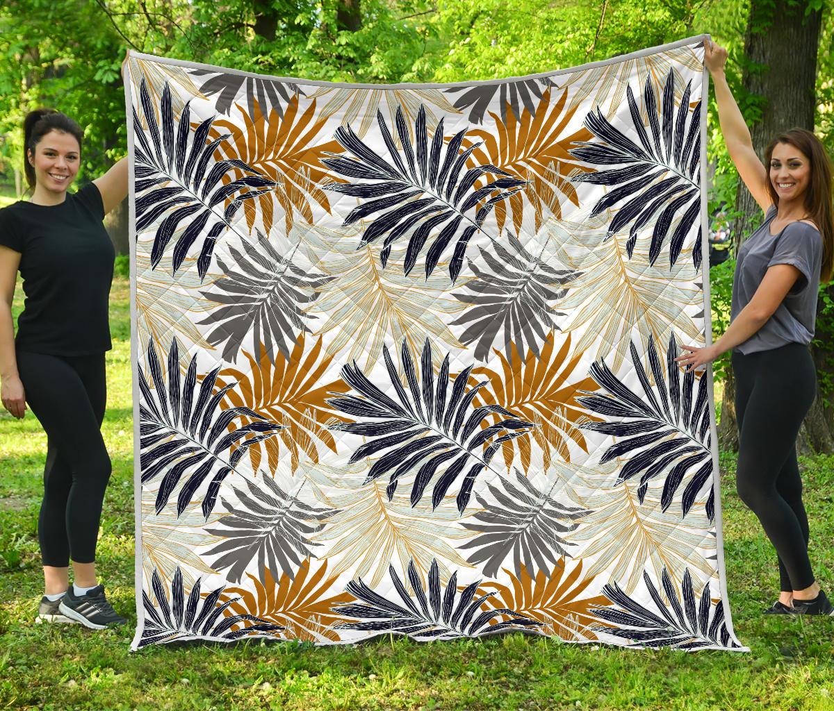 Colorful Tropical Palm Leaves Premium Quilt-JTAMIGO.COM