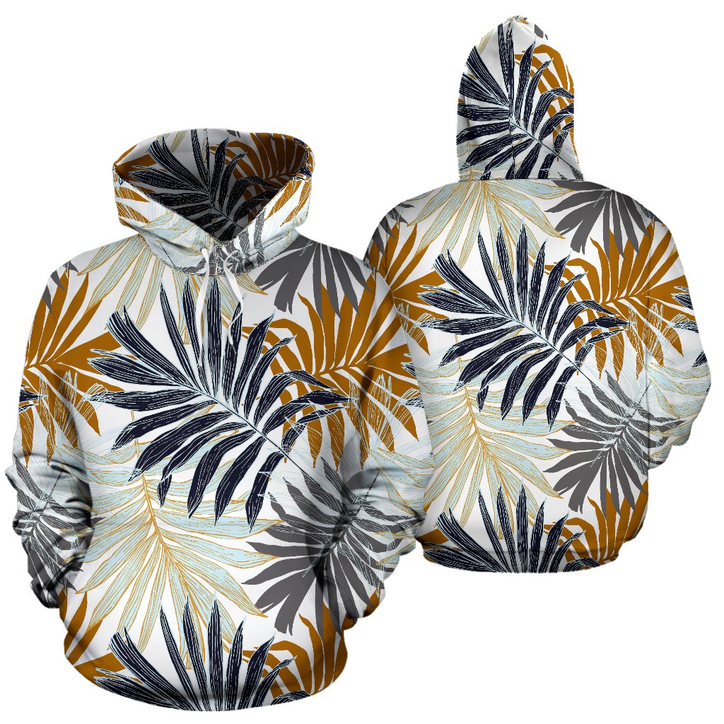 Colorful Tropical Palm Leaves Pullover Hoodie