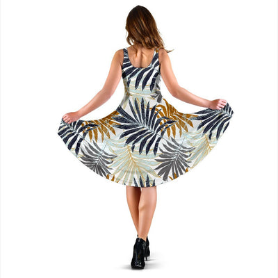 Colorful Tropical Palm Leaves Sleeveless Dress