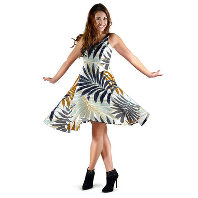 Colorful Tropical Palm Leaves Sleeveless Dress
