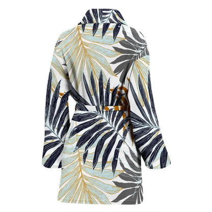 Colorful Tropical Palm Leaves Women Bath Robe-JTAMIGO.COM