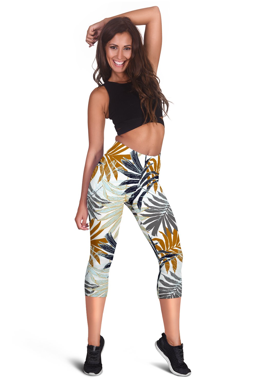 Colorful Tropical Palm Leaves Women Capris