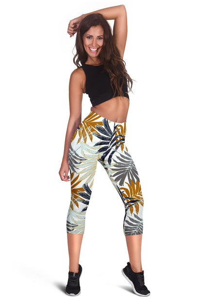 Colorful Tropical Palm Leaves Women Capris