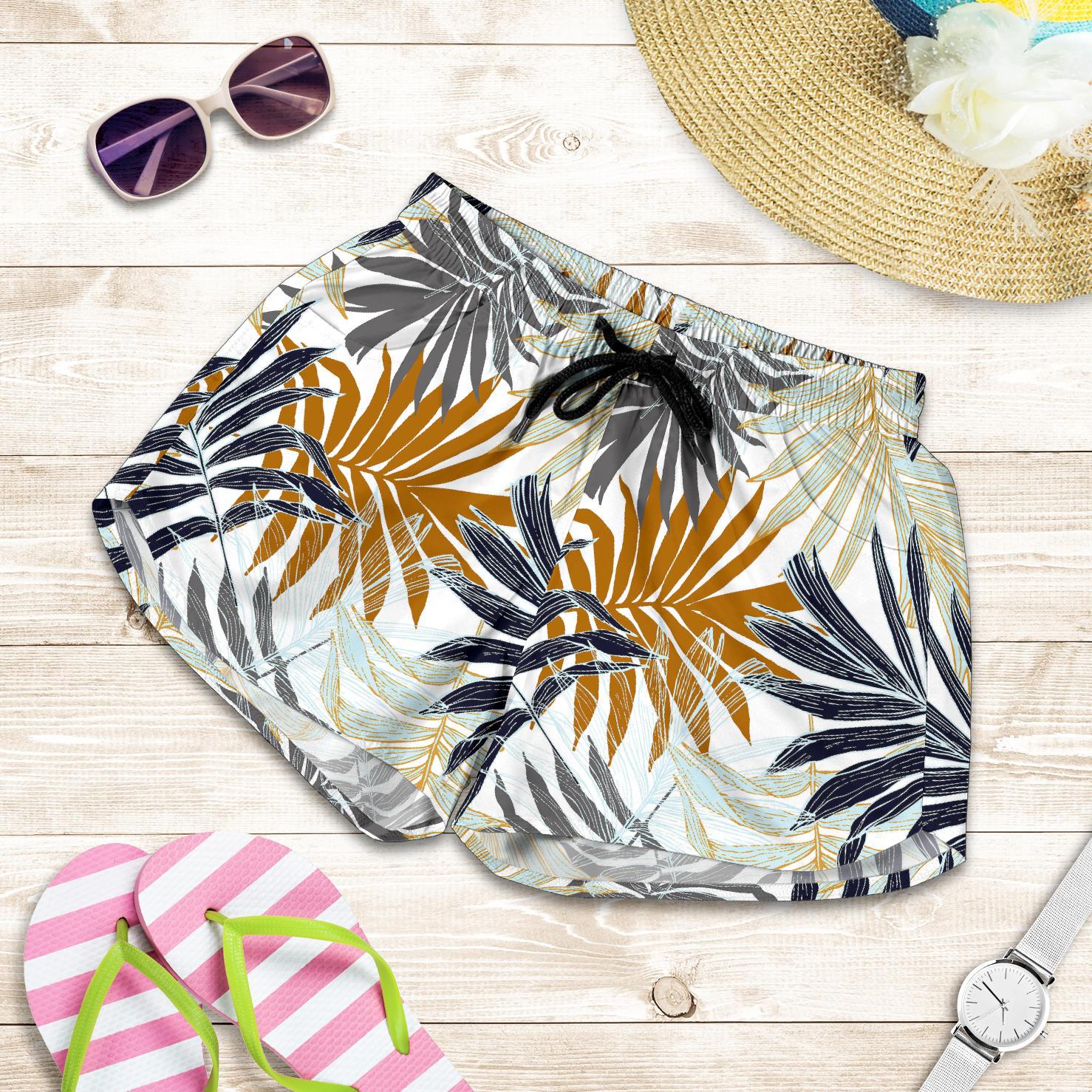 Colorful Tropical Palm Leaves Women Shorts-JTAMIGO.COM