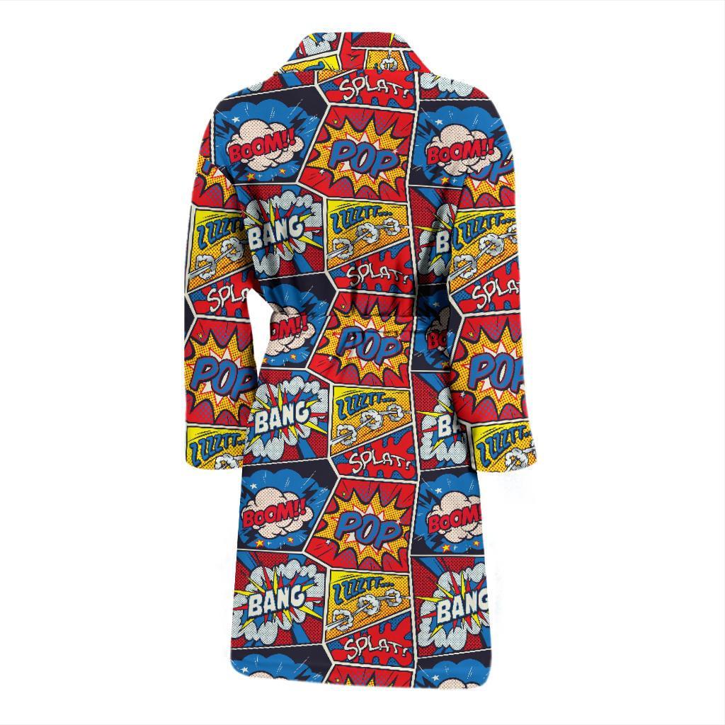 Comic Book Pattern Print Design 03 Men Bathrobe-JORJUNE.COM