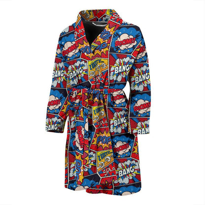 Comic Book Pattern Print Design 03 Men Bathrobe-JORJUNE.COM