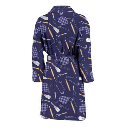 Cooking Kitchen Tools Pattern Print Design 04 Men Bathrobe-JORJUNE.COM