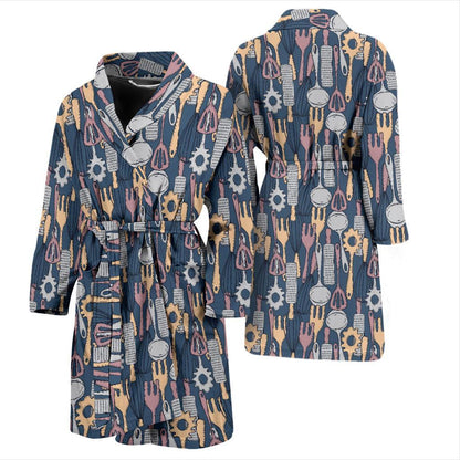Cooking Kitchen Tools Pattern Print Design 05 Men Bathrobe-JORJUNE.COM