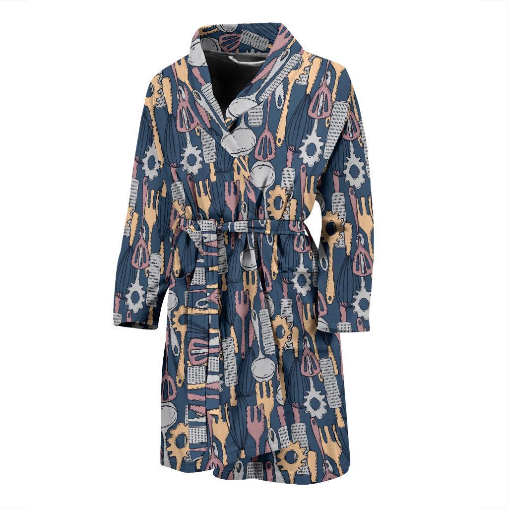 Cooking Kitchen Tools Pattern Print Design 05 Men Bathrobe-JORJUNE.COM