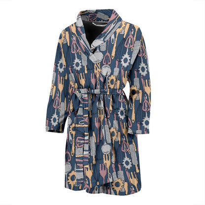 Cooking Kitchen Tools Pattern Print Design 05 Men Bathrobe-JORJUNE.COM