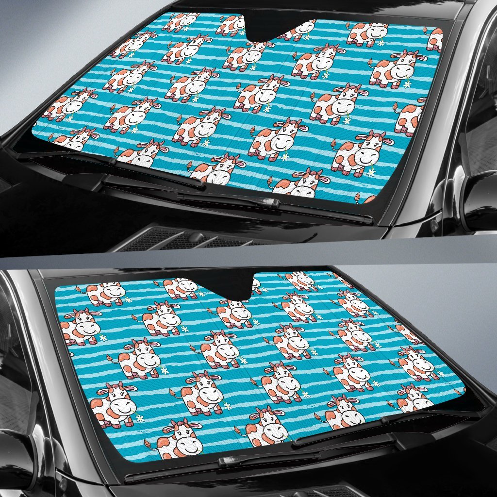 Cow Cute Print Pattern Car Sun Shade For Windshield