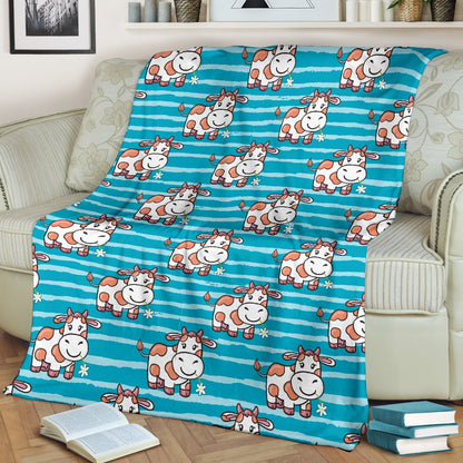 Cow Cute Print Pattern Fleece Blanket