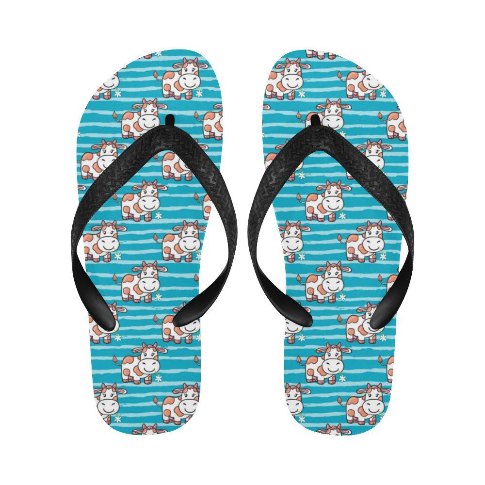 Cow Cute Print Pattern Flip Flops-JTAMIGO.COM
