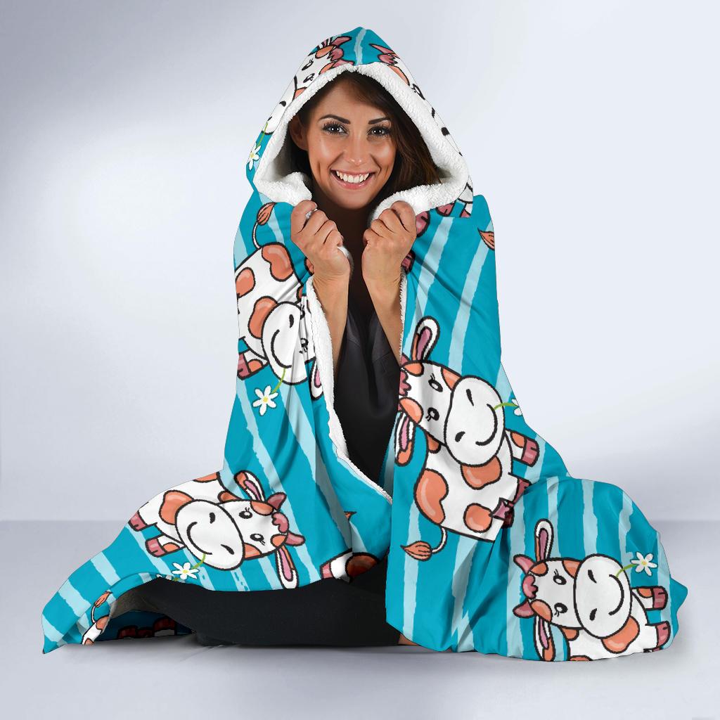 Cow Cute Print Pattern Hooded Blanket-JTAMIGO.COM