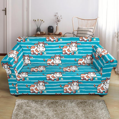 Cow Cute Print Pattern Loveseat Slipcover-JTAMIGO.COM