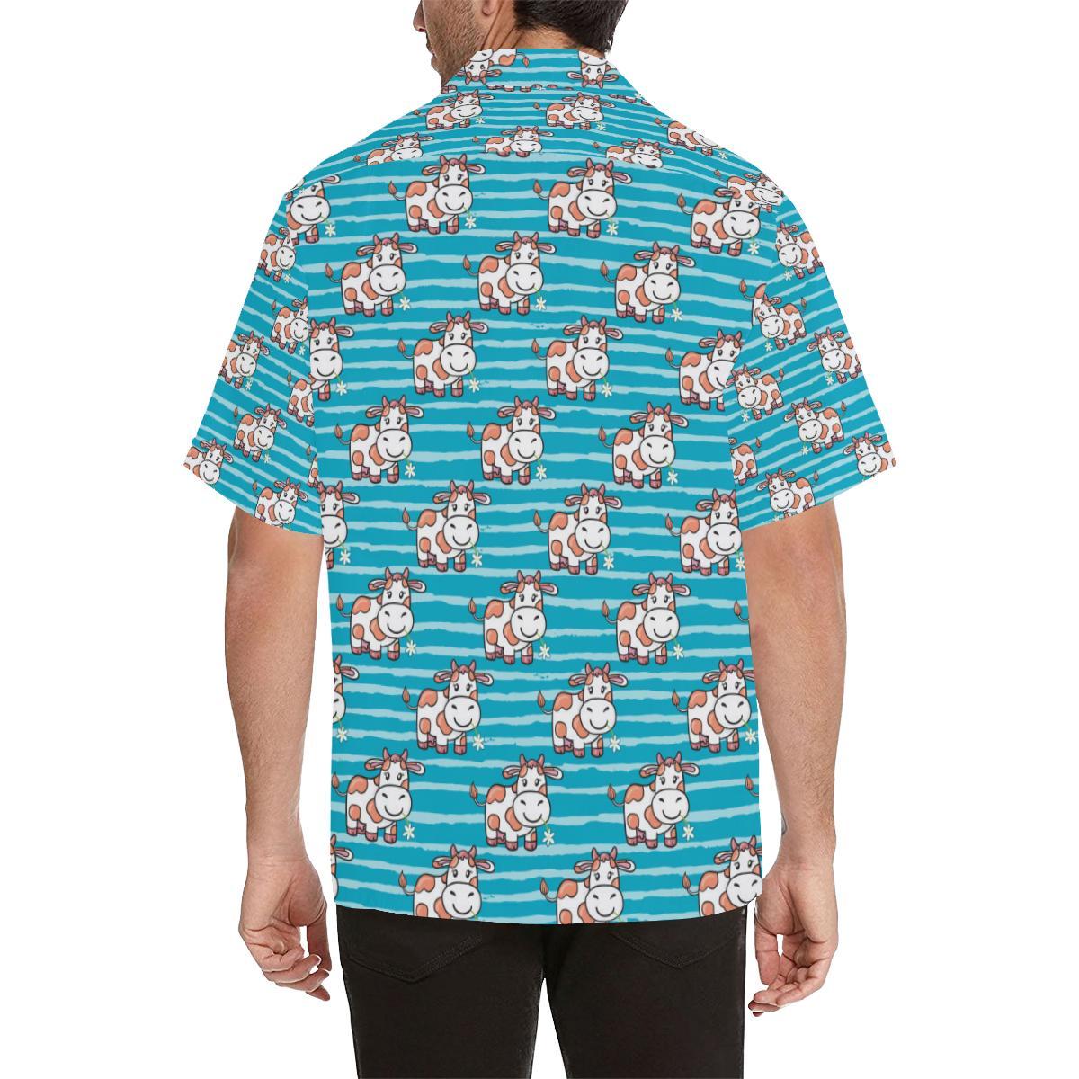 Cow Cute Print Pattern Men Aloha Hawaiian Shirt