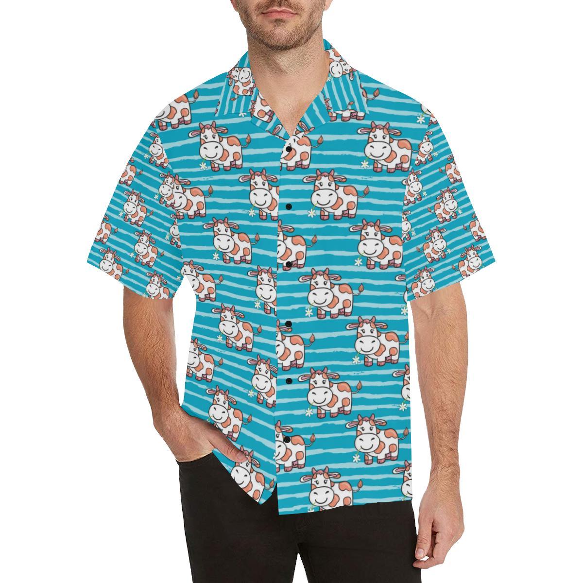 Cow Cute Print Pattern Men Aloha Hawaiian Shirt