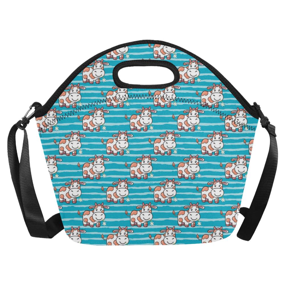 Cow Cute Print Pattern Neoprene Lunch Bag (Model 1669)(Large)-JTAMIGO.COM