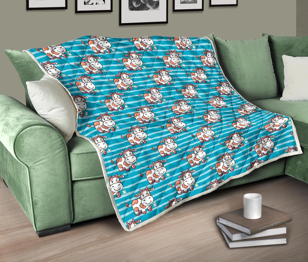 Cow Cute Print Pattern Premium Quilt-JTAMIGO.COM
