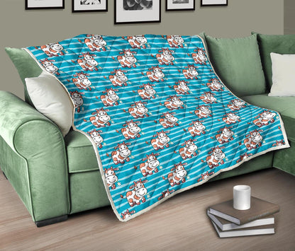 Cow Cute Print Pattern Premium Quilt-JTAMIGO.COM