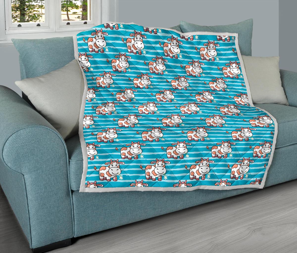 Cow Cute Print Pattern Premium Quilt-JTAMIGO.COM