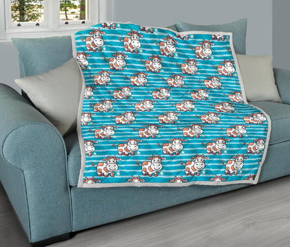 Cow Cute Print Pattern Premium Quilt-JTAMIGO.COM