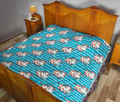 Cow Cute Print Pattern Premium Quilt-JTAMIGO.COM