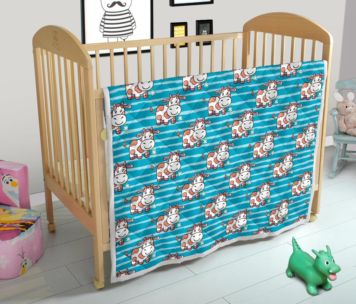 Cow Cute Print Pattern Premium Quilt-JTAMIGO.COM