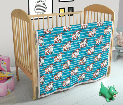 Cow Cute Print Pattern Premium Quilt-JTAMIGO.COM