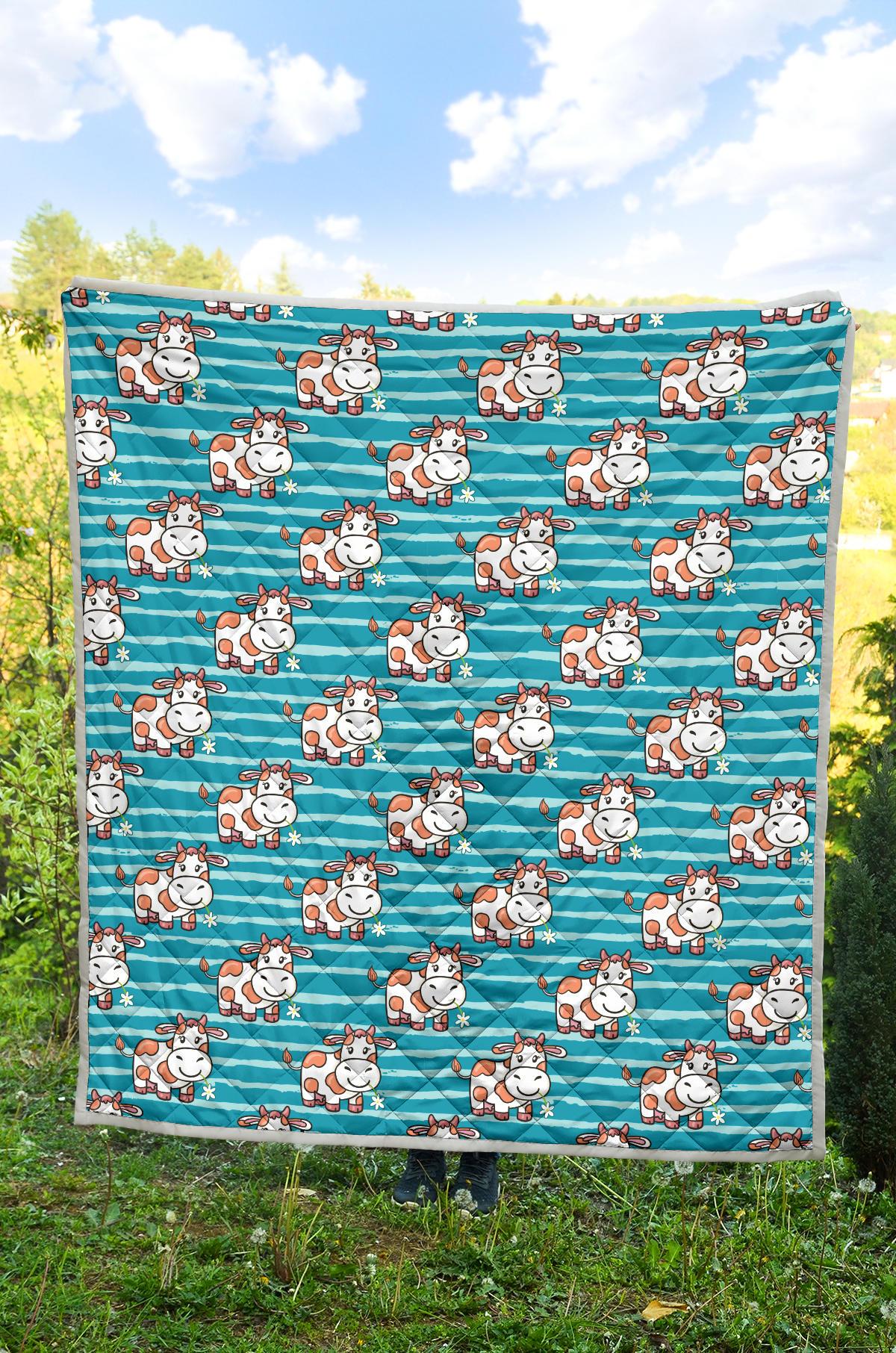 Cow Cute Print Pattern Premium Quilt-JTAMIGO.COM
