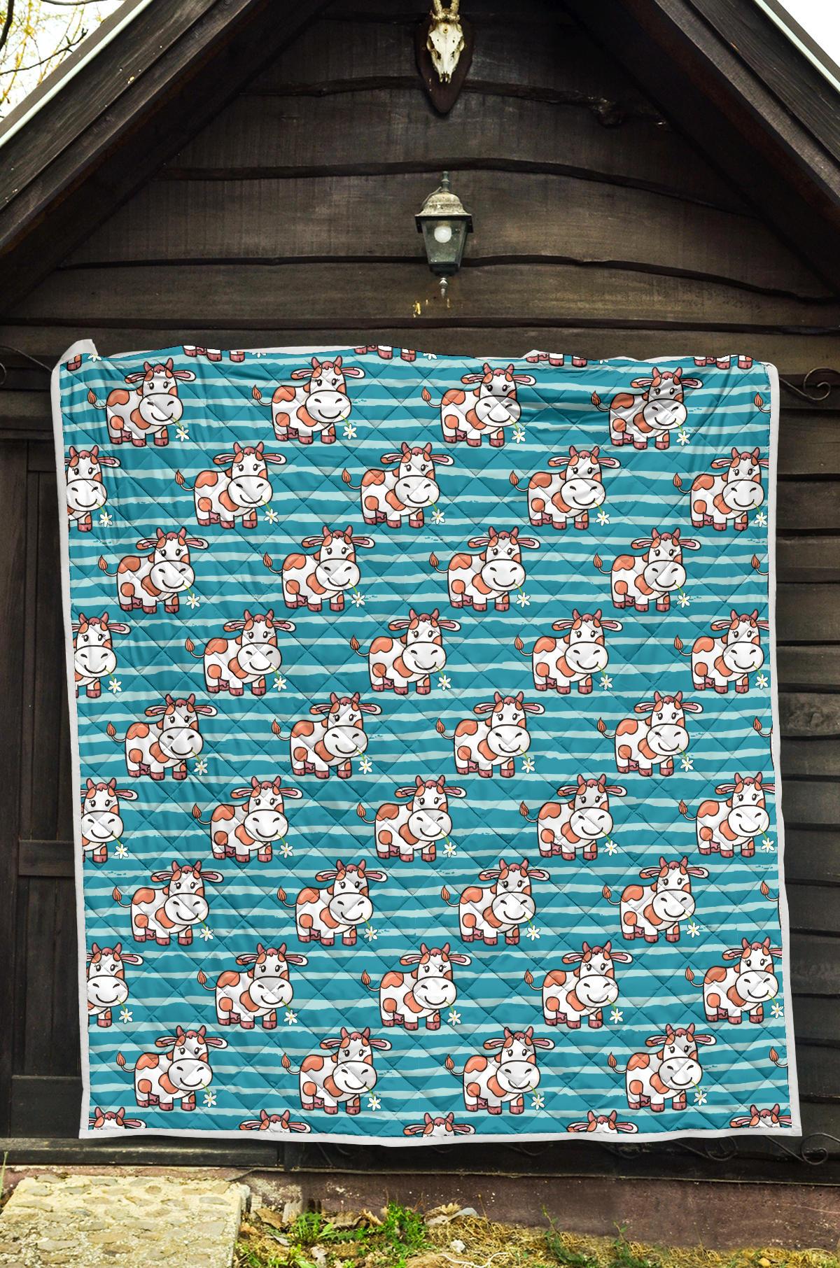 Cow Cute Print Pattern Premium Quilt-JTAMIGO.COM