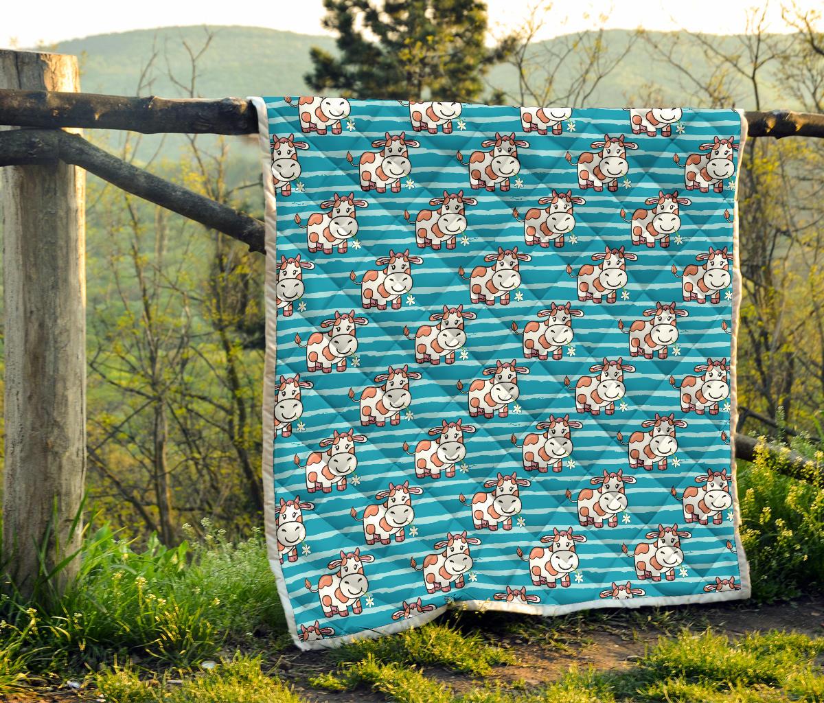 Cow Cute Print Pattern Premium Quilt-JTAMIGO.COM