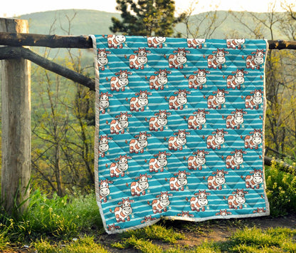Cow Cute Print Pattern Premium Quilt-JTAMIGO.COM