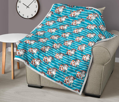 Cow Cute Print Pattern Premium Quilt-JTAMIGO.COM