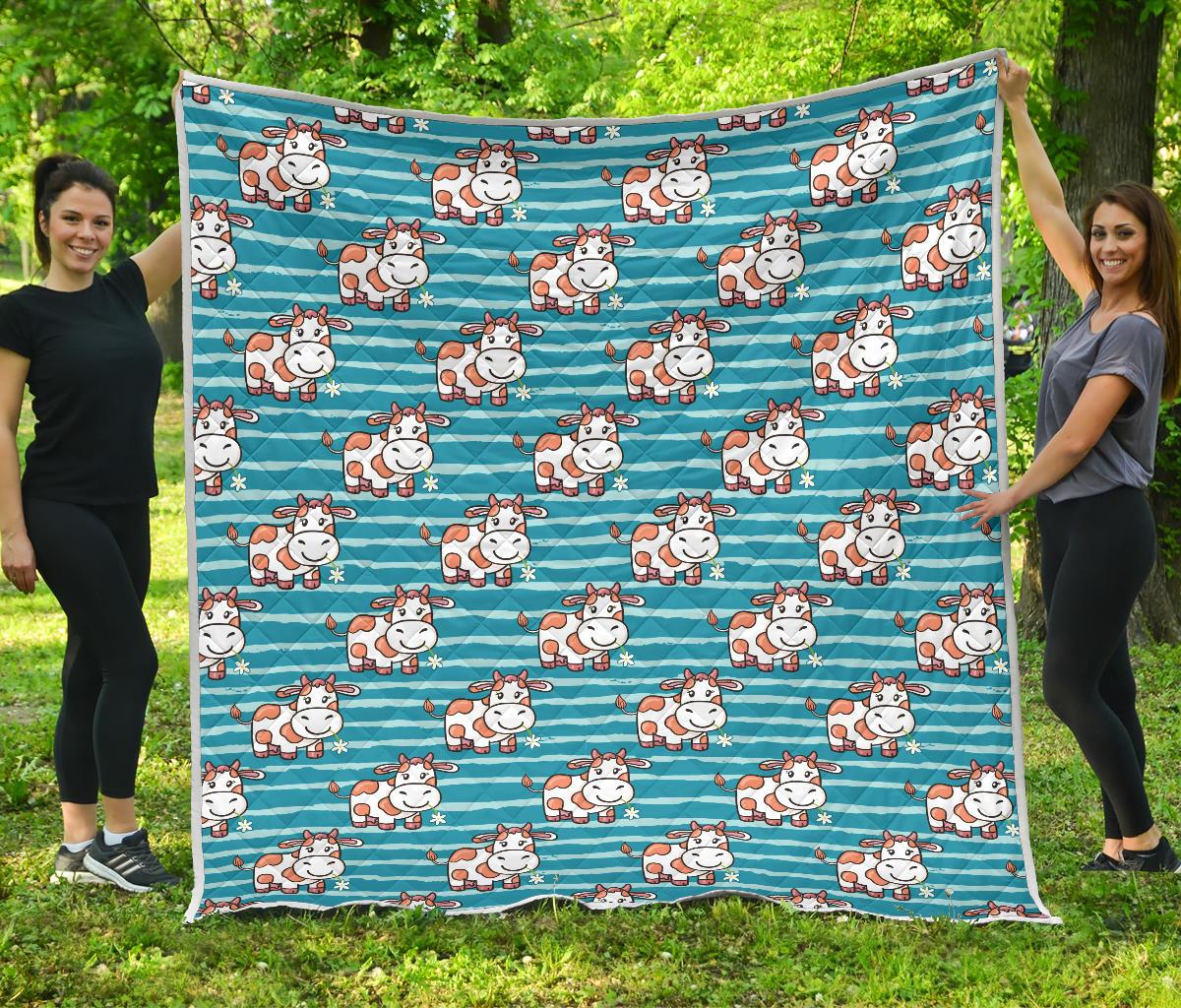 Cow Cute Print Pattern Premium Quilt-JTAMIGO.COM