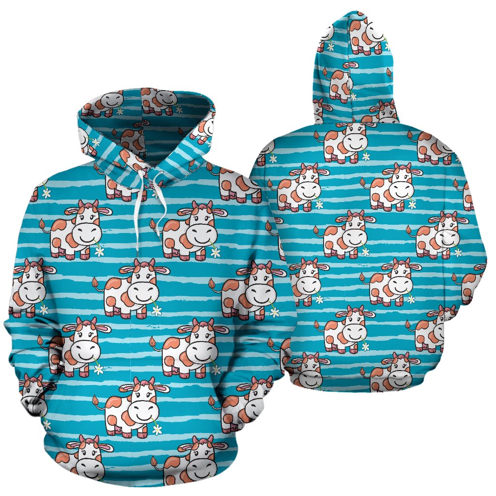 Cow Cute Print Pattern Pullover Hoodie