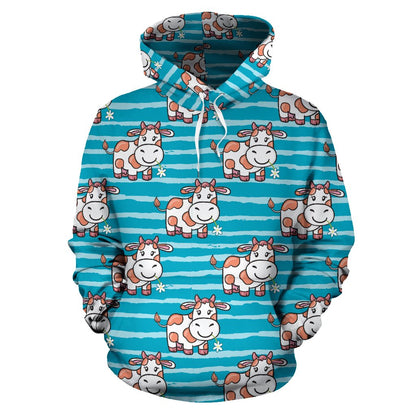 Cow Cute Print Pattern Pullover Hoodie