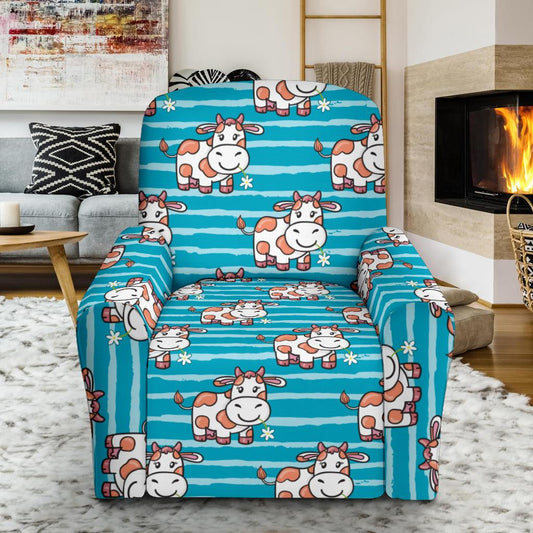 Cow Cute Print Pattern Single Sofa Slipcover -JTAMIGO.COM