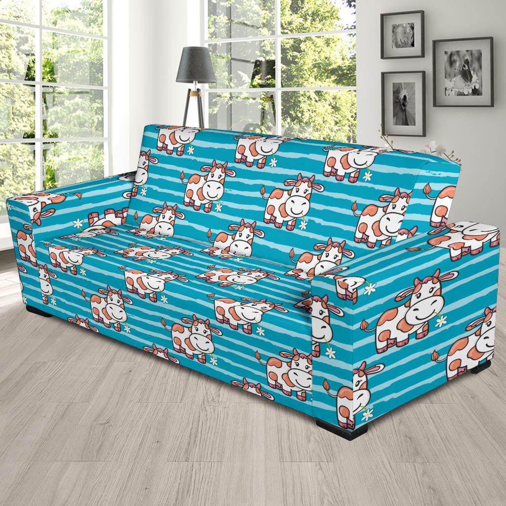 Cow Cute Print Pattern Sofa Slipcover-JTAMIGO.COM