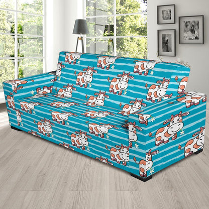 Cow Cute Print Pattern Sofa Slipcover-JTAMIGO.COM