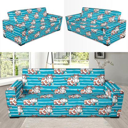 Cow Cute Print Pattern Sofa Slipcover-JTAMIGO.COM