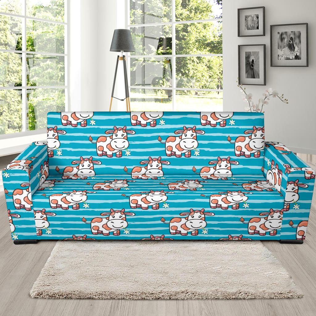 Cow Cute Print Pattern Sofa Slipcover-JTAMIGO.COM