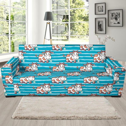 Cow Cute Print Pattern Sofa Slipcover-JTAMIGO.COM