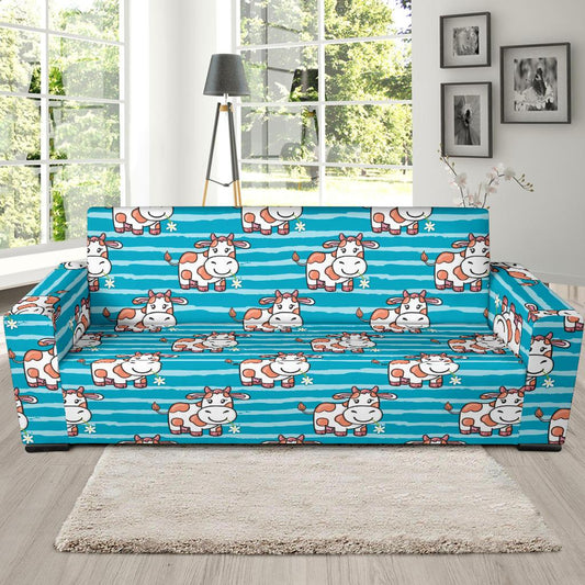 Cow Cute Print Pattern Sofa Slipcover-JTAMIGO.COM