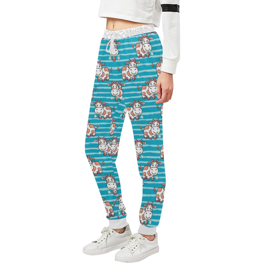 Cow Cute Print Pattern Unisex Casual Sweatpants (Model L11)-JTAMIGO.COM