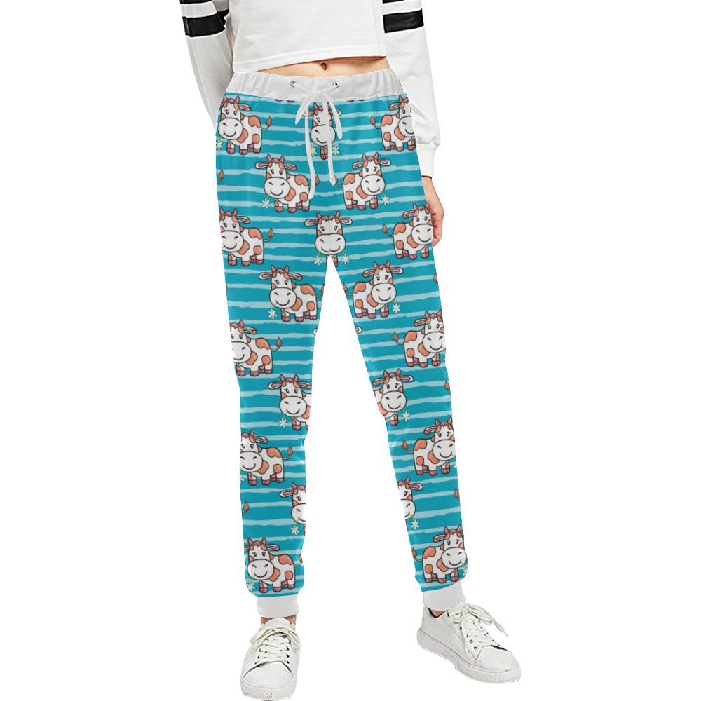 Cow Cute Print Pattern Unisex Casual Sweatpants (Model L11)-JTAMIGO.COM