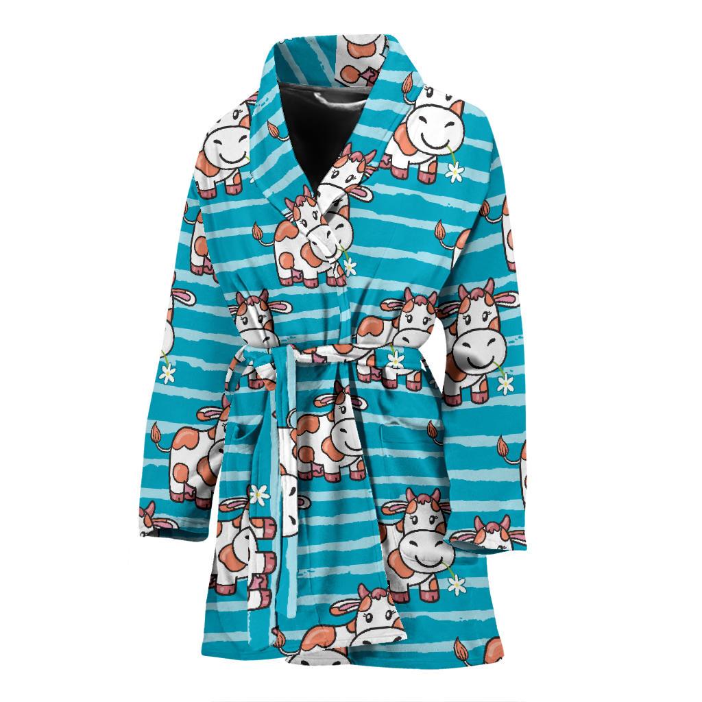 Cow Cute Print Pattern Women Bath Robe-JTAMIGO.COM